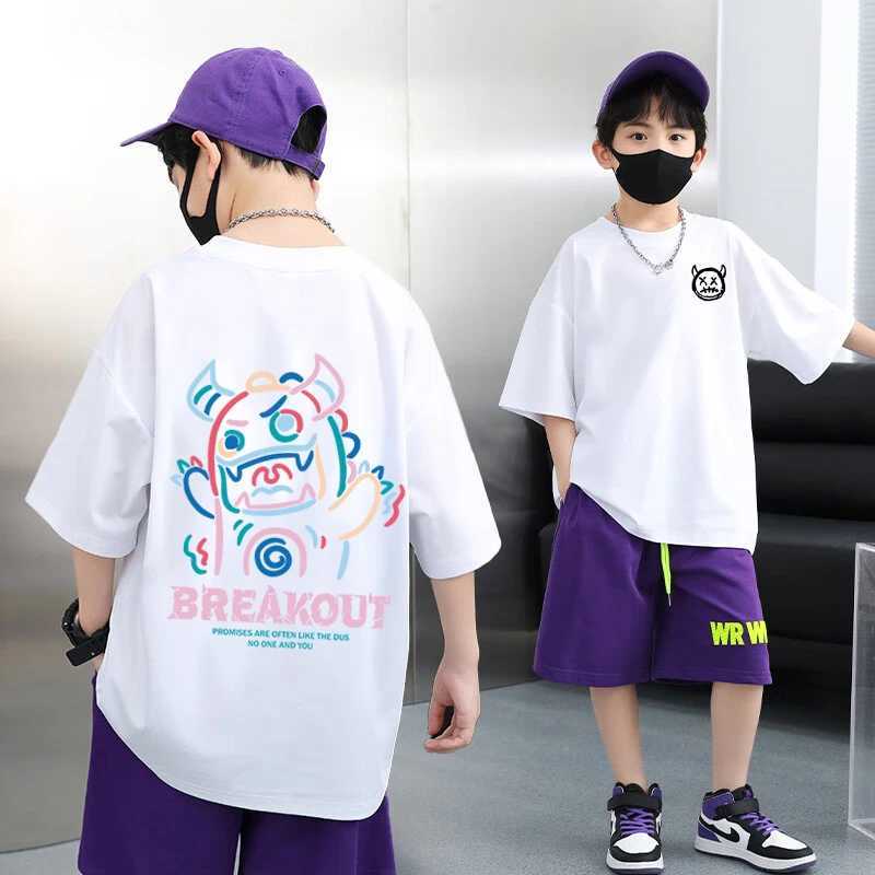 High Quality 100% Cotton T-shirt Boys Girls Clothes Korean Fashion Graphic T-shirt Tops Summer Kids Clothes Short Sleeve ShirtT250320