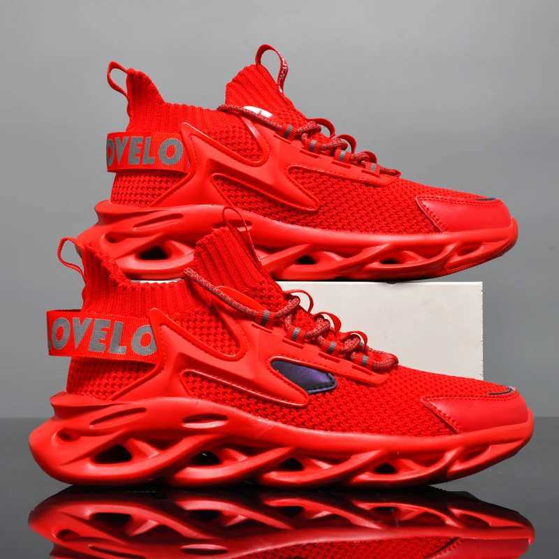 New Fashion Red Mens Running Shoes Summer 2023 Breathable Mesh Sports Shoes Mens Outdoor Sports Shoes Large Size 46 Zapatillas HombreW250320
