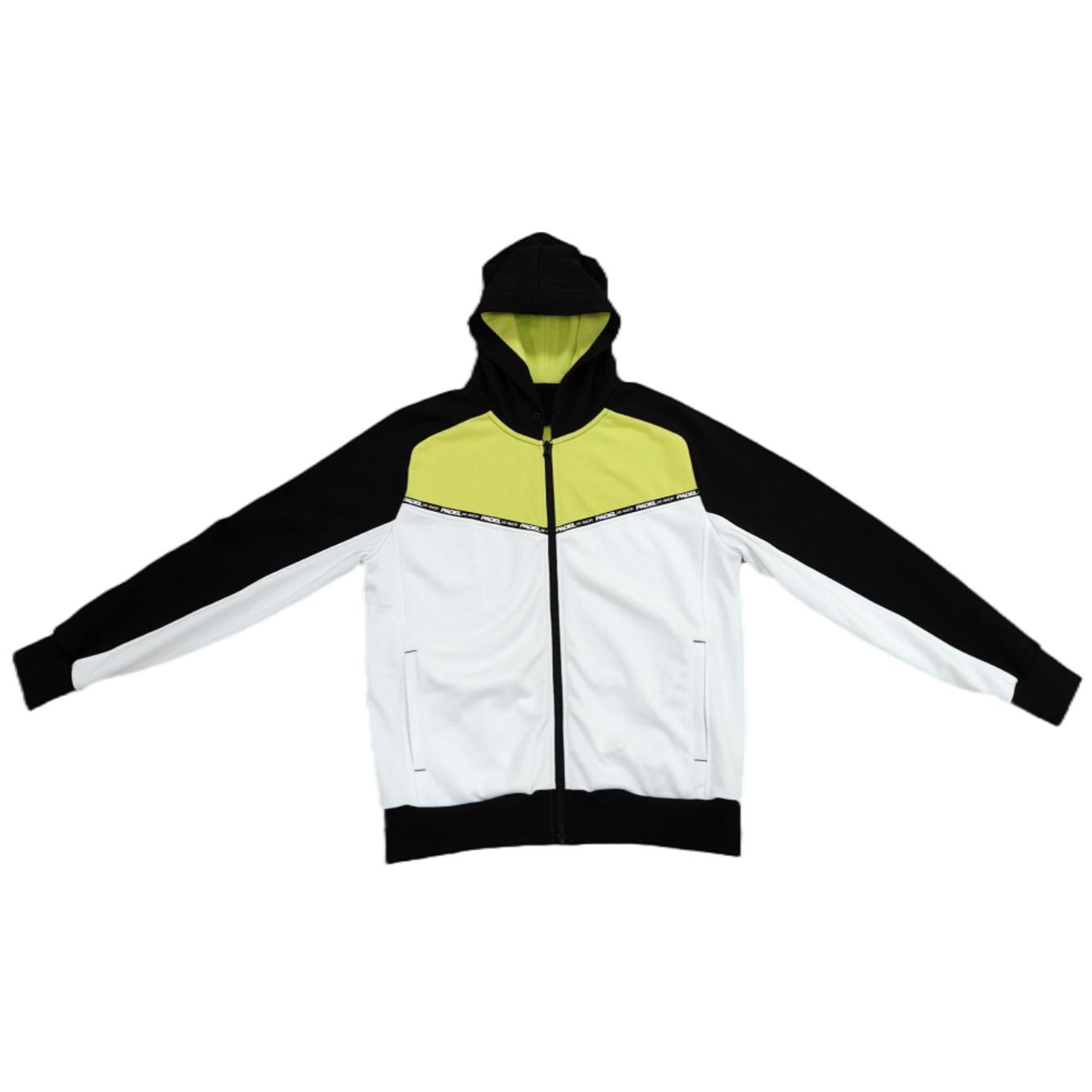 Mens' Active Panelled Zip-up Jacket Black and White Sports Hoodie Outdoor Running Top Long sleeves Casual Sweatshirt Loose Fit Athleisure Clothes