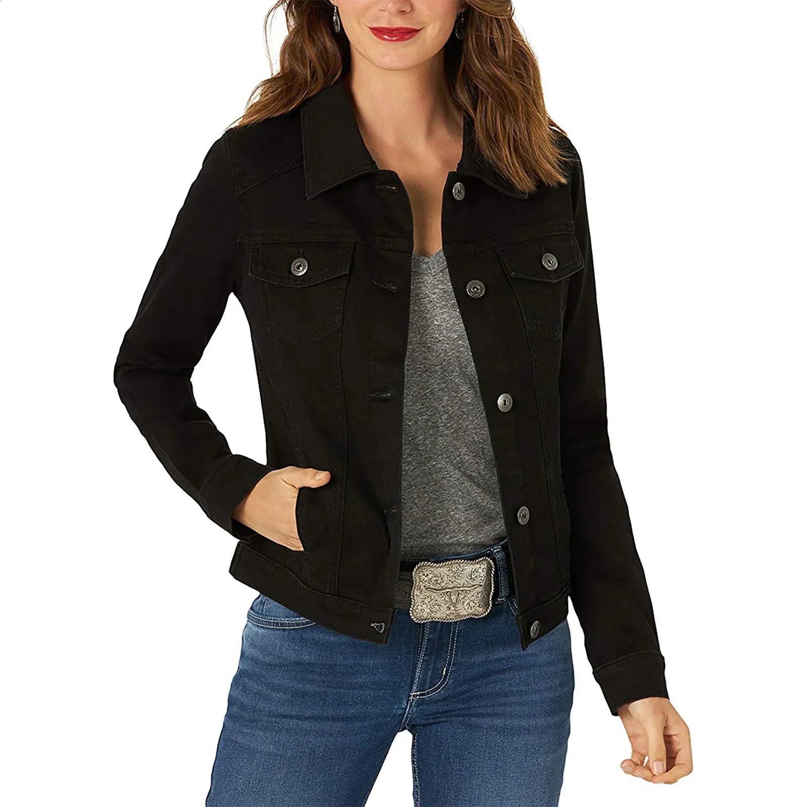 Slim Fit Womens Denim Jacket Cotton Style Arrival CrossBorder Female Fashionable Casual Outerwear Coat 250319