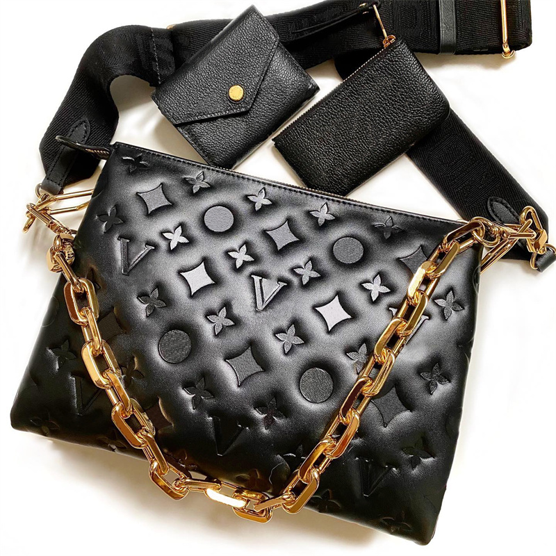 Fashion M57790 COUSSIN Clutch Cross Body bags Womens mens real leather Shoulder Designer bags Luxury lady chain totes Embossed handbags travel pochette silver bag