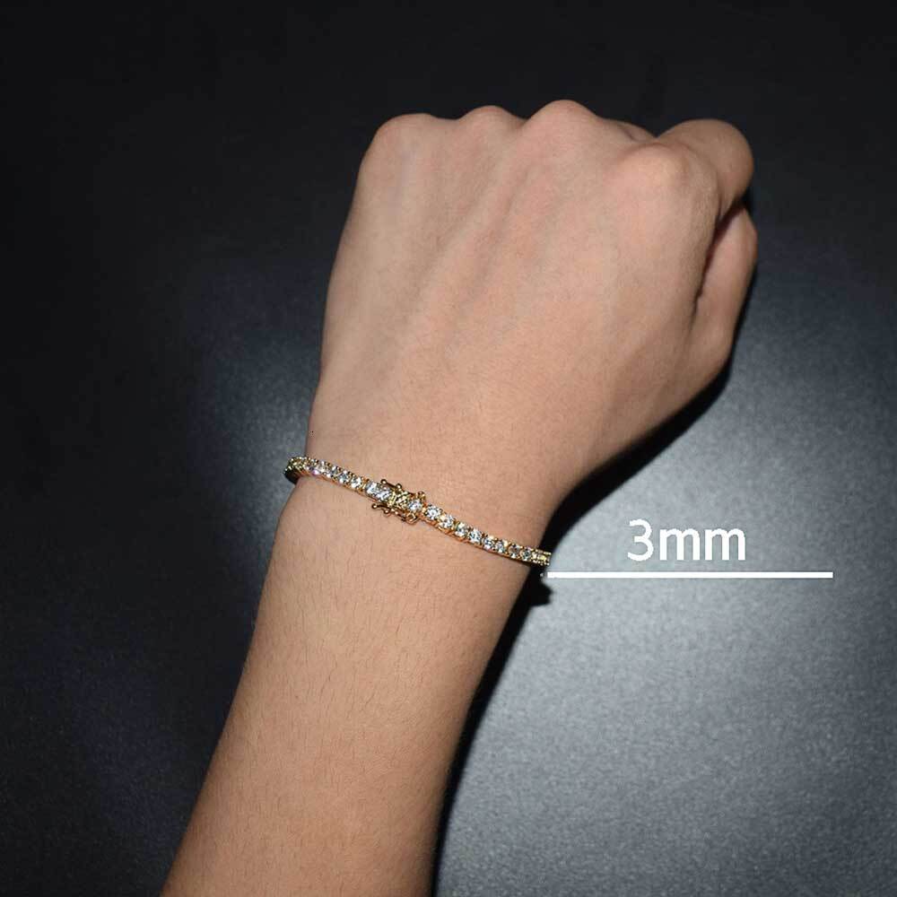 3mm Tennis Chain 1 Row Bling Zircon Copper Material Necklace Hip Hop Man and Women Iced Out Jewelry Drop shipping