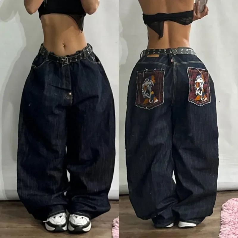Streetwear Fashion Oversized Print Baggy Jeans Y2K Harajuku Hip-hop Vintage Pop Gothic High Waist Wide-leg Pants Trousers 250319