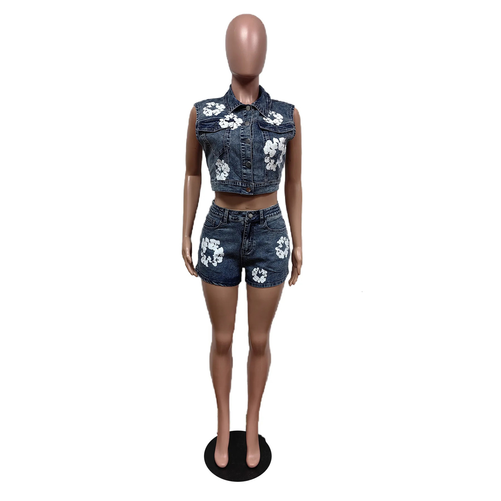 Streetwear Jeans Outfit Set Sexy Women Elegant Two Pieces Club Matching TopHorses 250320