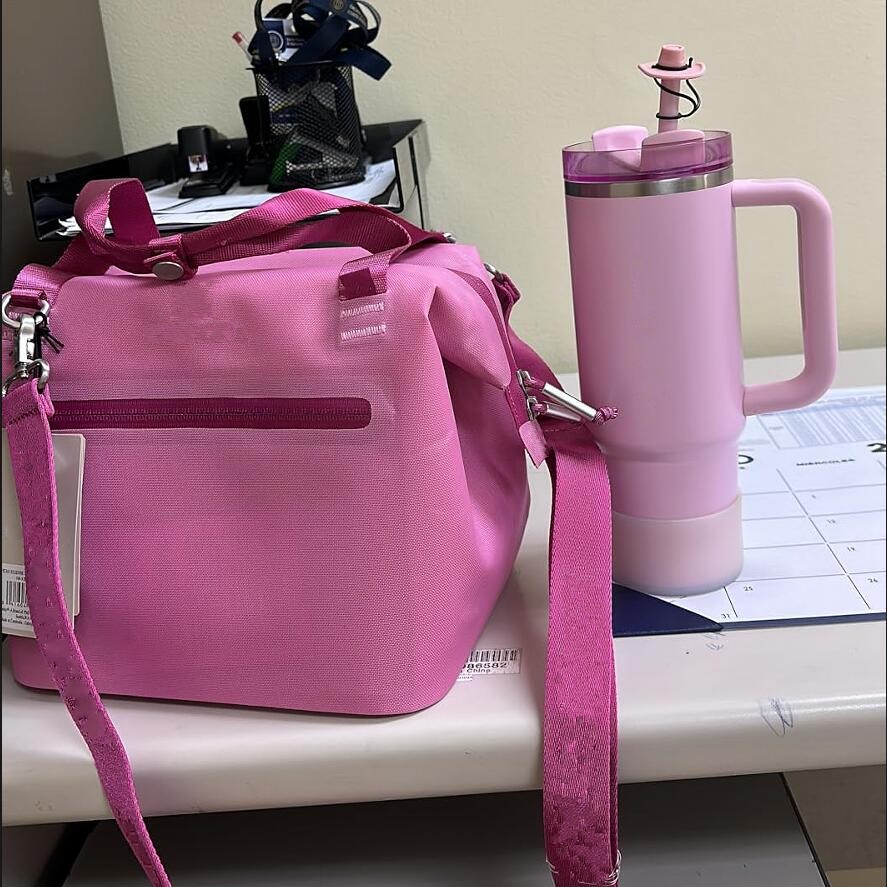 All Day Julienne Mini Soft Cooler Bag Lunch Box 10-Can Recycled Polyester Cooler 12-Hour Cooling Travel Cooler All for 40oz Cup Crossbody Bag with Phone Pocket for Cups