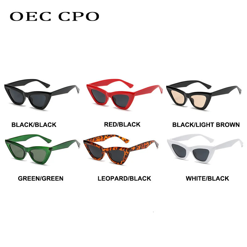 OEC CPO Retro Cat eye Sunglasses Women Fashion Colorful Green Sun Glasses Lady Vintage Shades Eyewear Oculos Lunette De Soleil 250320