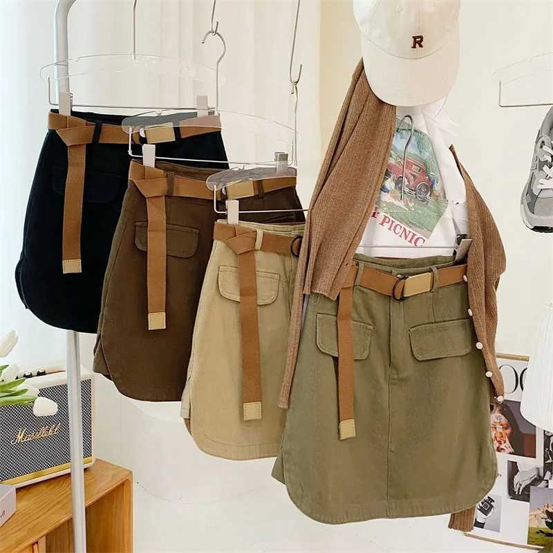 Korean denim tight fitting womens sari style short skirt high waistband cargo jeans tight fitting womens casual A-line skiing spring and autumnXJ25032