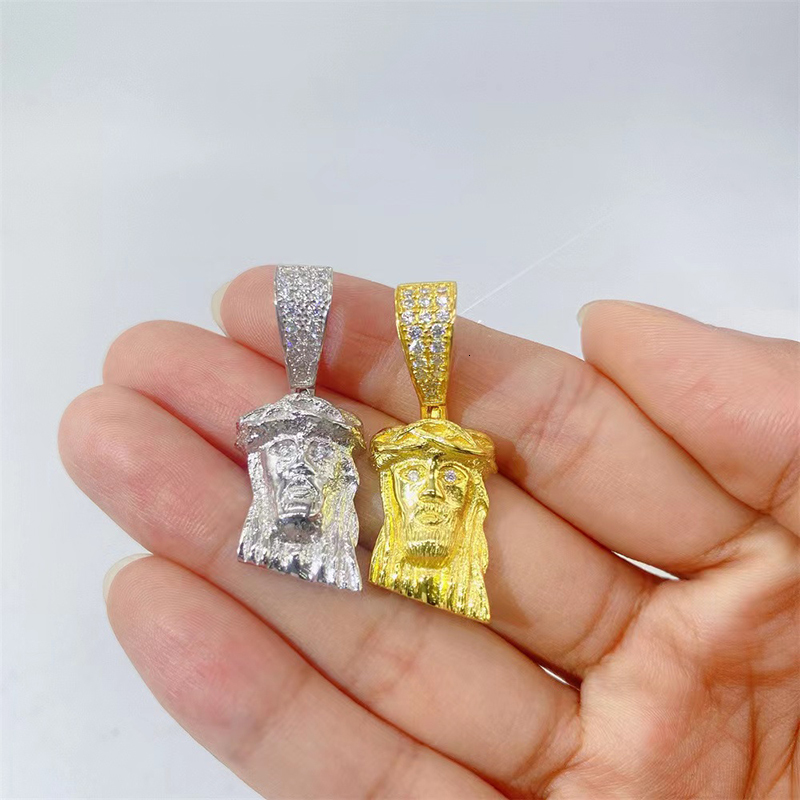 Classis Real D Color VVS1 Moissanite Jesus Head Pendant for Women Men 925 Sterling Silver Diamond Pendant Pass 4mm Tennis Chain