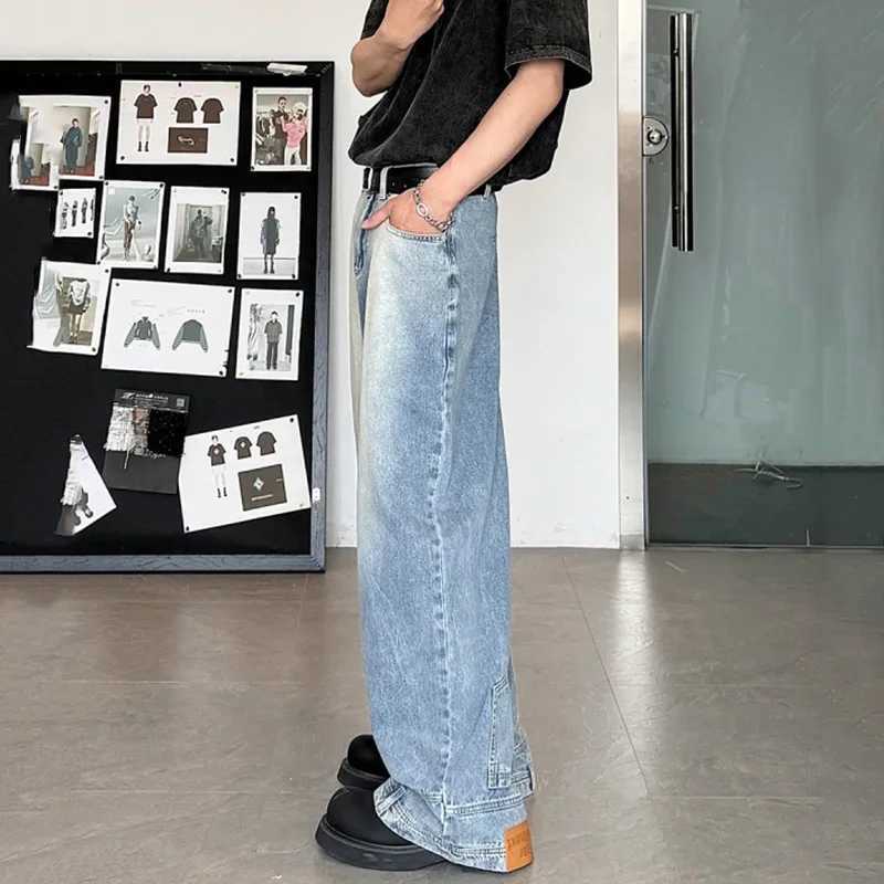Fashion Men Designer Wide Leg Jeans Male Chic Daily Party Casual Denim Pants Baggy Straight Aesthetic Streetwear Denim TrousersT250319