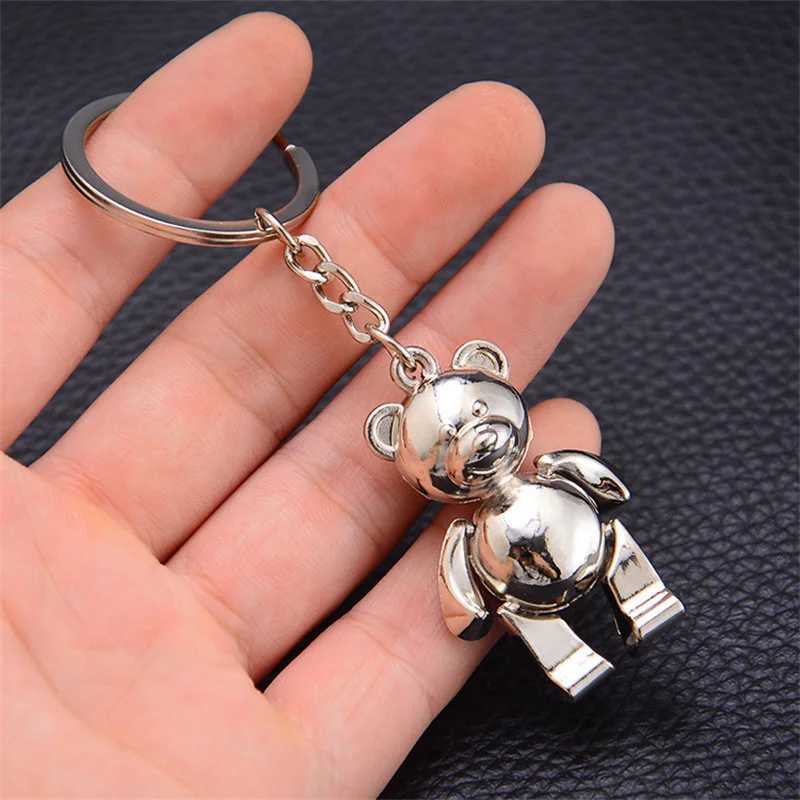 Cute metal mobile bear keychain 3D animal keychain womens car handbag charm accessories keyholderXJ250319