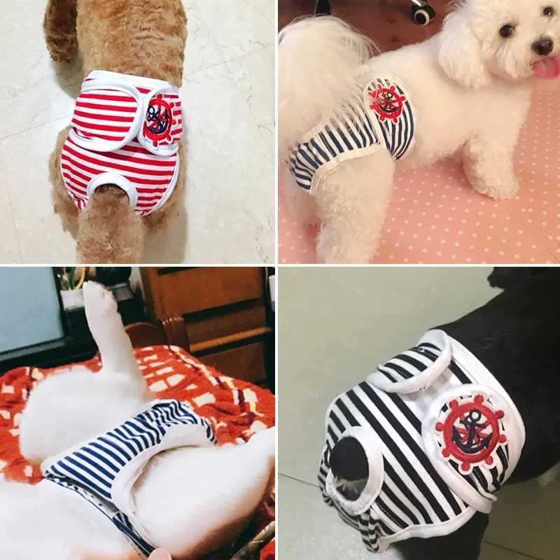 Striped womens dog diapers washable dog physiological pants suitable for small and medium-sized dog diapers underwear Chihuahua pet underwear S-Xxl Y2