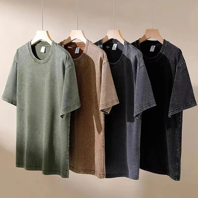2025 Streetwear Washed Vintage T-Shirts Hip Hop Retro Punk T Shirt Women Tops Cotton Neutral Short Sleeve Acid Wash TShirts 250320