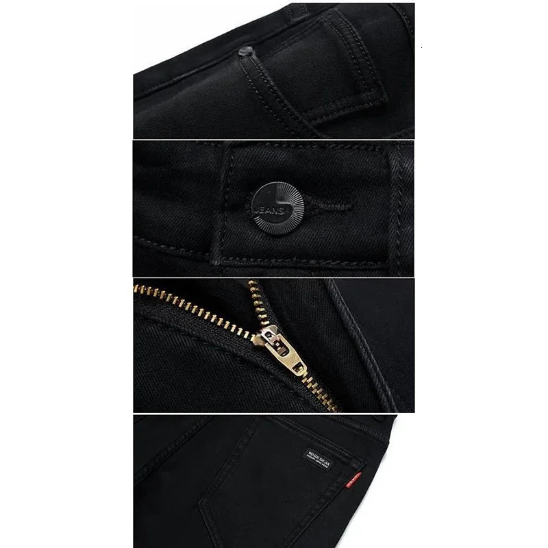Spring 2025 Mens N Leg Jeans Comfortable Pocket Straight Denim Pants Classic Solid Casual Day 250320