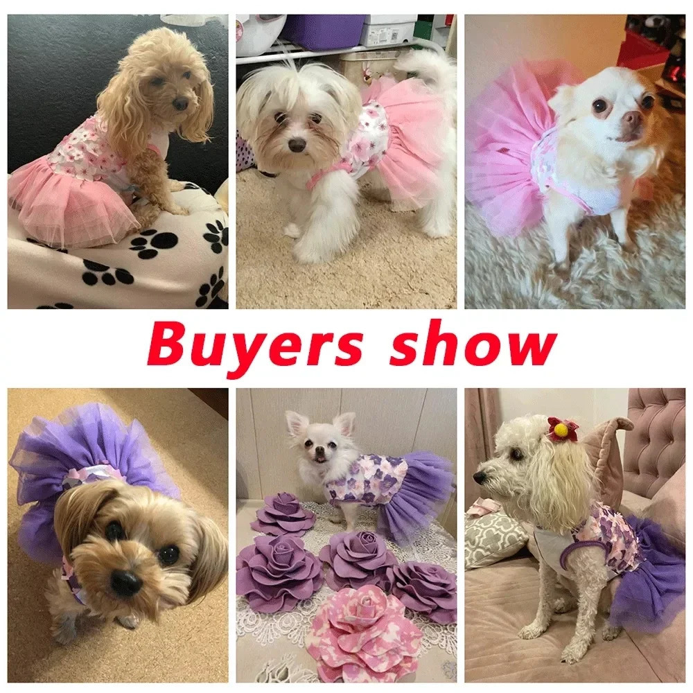Flower Dog Dress Sweet Teddy Cat Skin Princess Valentines Day Pet Tutu SpringSummer Wedding Party 250318
