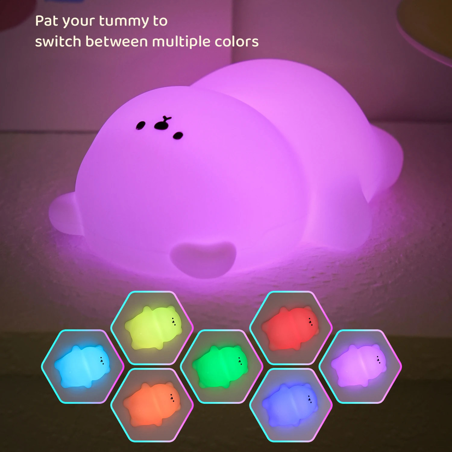 Cute Silicone Night Lamp Lying Flat Bear Desktop Decorative Light Indoor Creative Atmosphere Lamp Baby Night Lamp Children Gift 250319