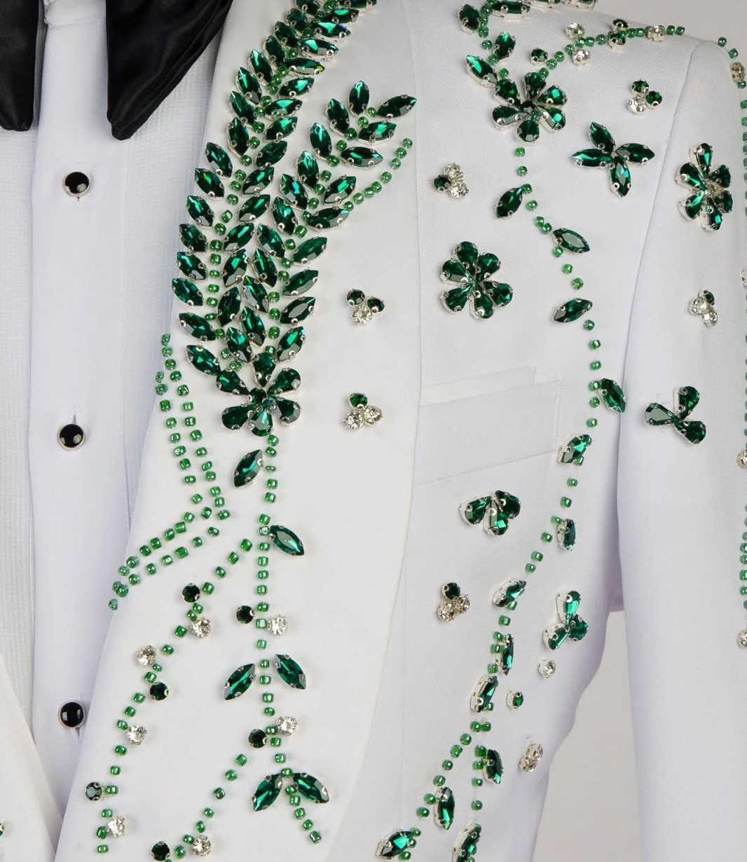 Beads Groom Wedding Wear Green Beading Party Birthday Mens Pants Suits 2 Pieces Customized