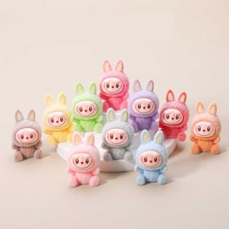 Mini Labubu doll Macaron plush cute mini doll anime character model decoration cute blind bag keychain pendant mysterious box giftXJ250319