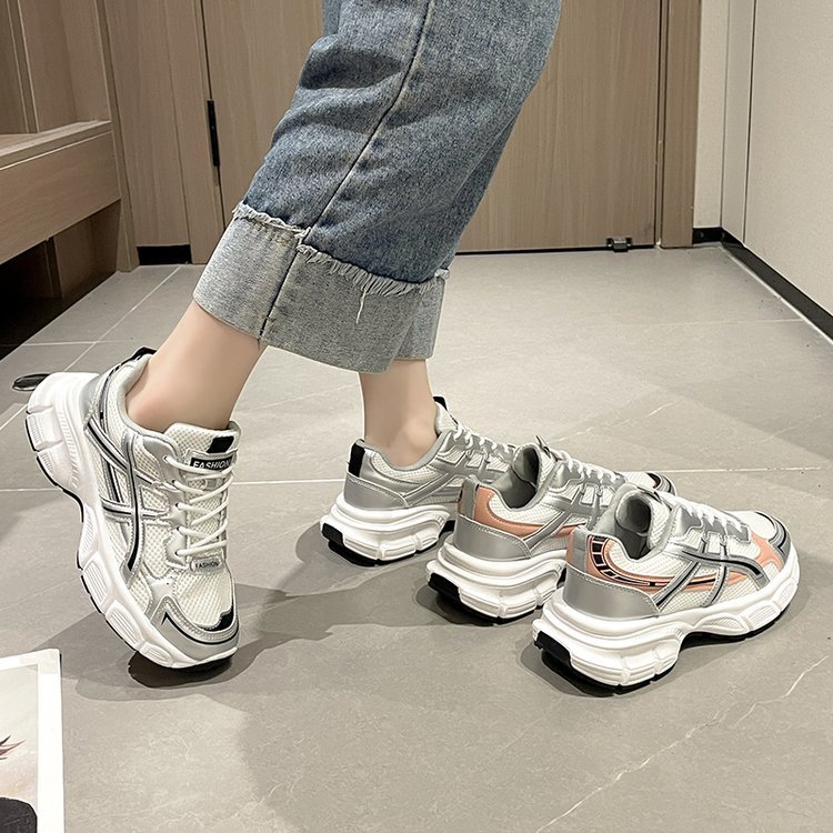 Women's dad shoes, low-top lace-up casual shoes 2025 style mesh running shoes for women casual sports shoes