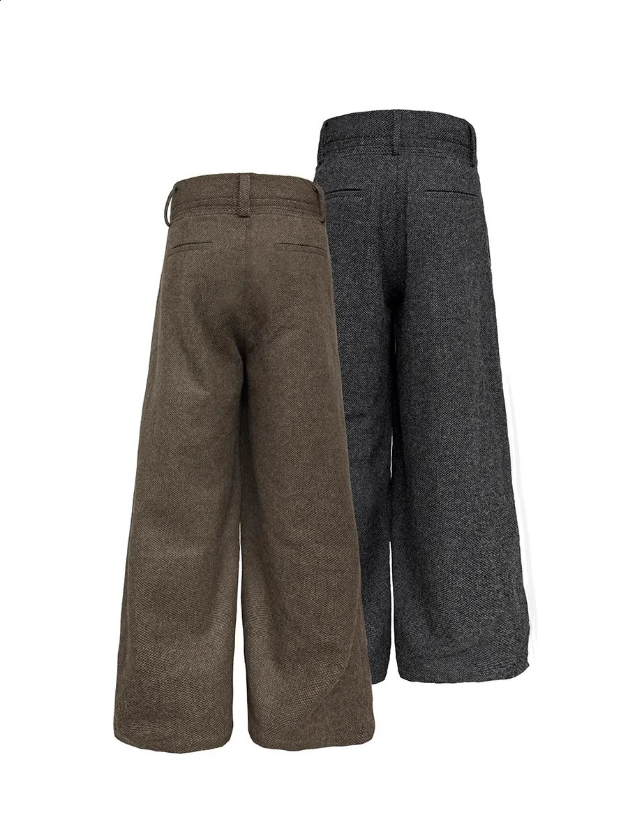 Mauroiardi Spring Autumn Long Loose casual bags Flowy soft pleated wide leg wool pants mens y ner Emo clothing 250317