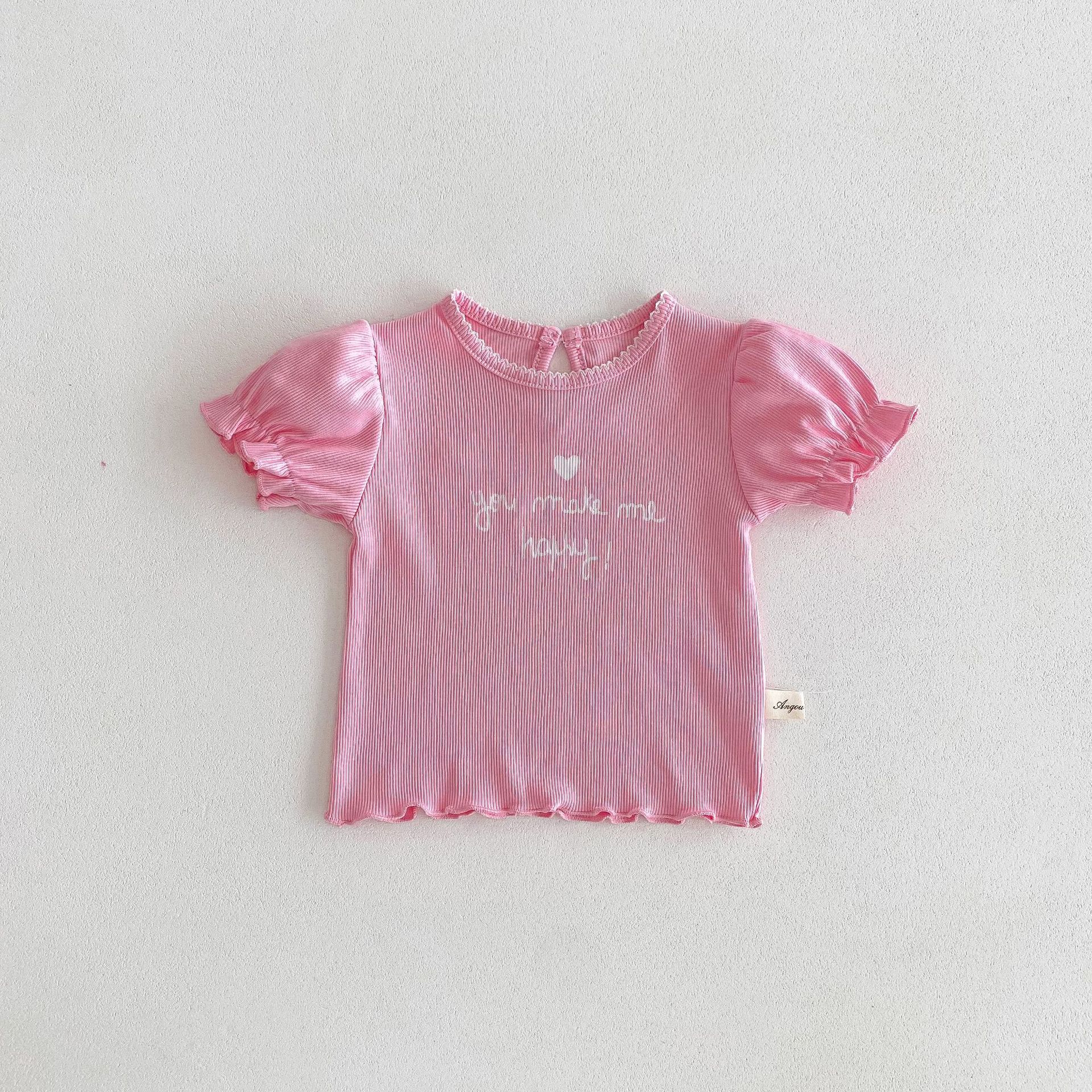 Ddmyshoesvip Flower Bud Short Sleeved T Shirt Summer New Western Style Ear Edge Baby Sweet Beauty Treasure Top
