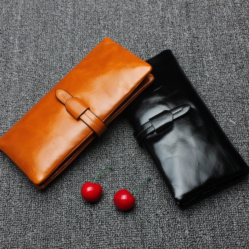 RFID New Zipper Long Women S Wallet Large Capacity Head Layer Men S Handbag Change Shoulder Bags