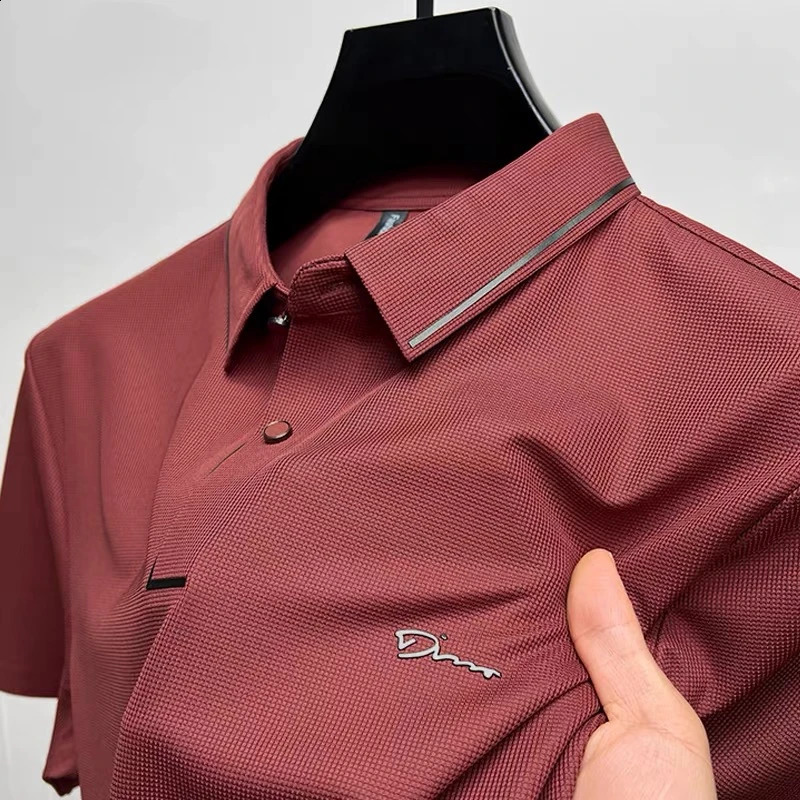High end short sleeve POLO shirt men cool breathable summer T-shirt fashionable embroidery casual mens clothing 250319