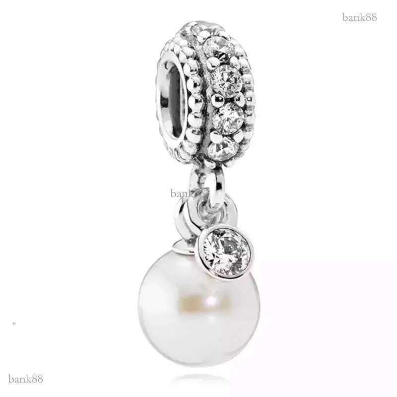 925 Sterling Silver Dangle Charm Clear CZ White Pearl Pendant Beads Bead Fit Charms Bracelet DIY Jewelry Accessories