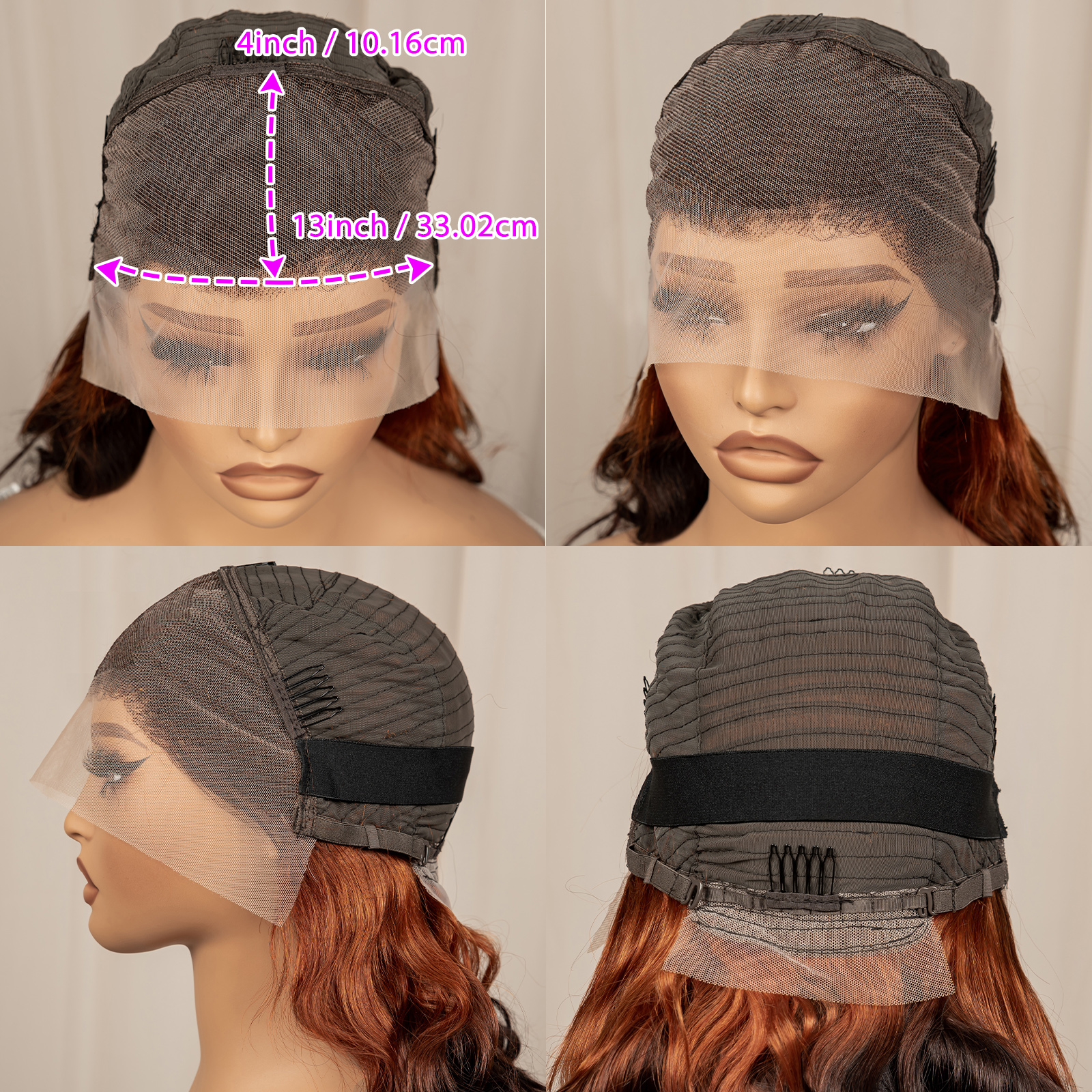 13x4 Body Wave Lace Frontal Wig - High Density Pure Human Hair Brazilian Virgin Hair for Women