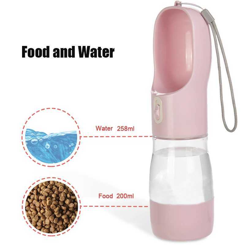 2-in-1 Pet Dog Water Bottle Cat Food Dispenser Portable Multi functional Beverage Bowl Suitable for Small Dogs Travel Puppy Supplies Y250319