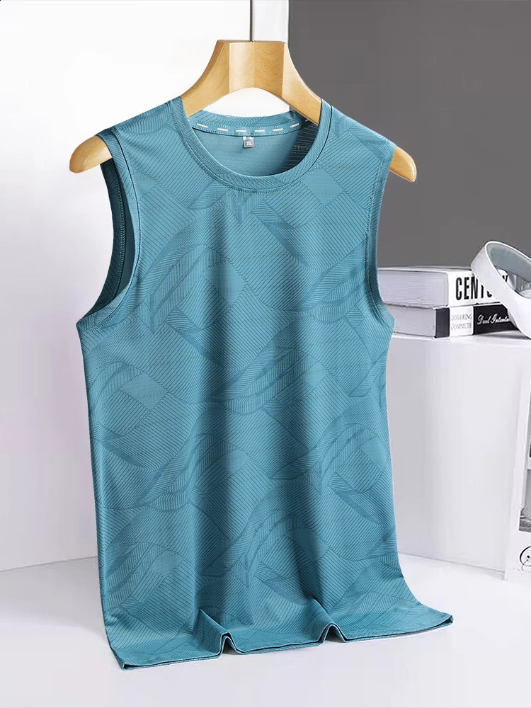 8xl 7xl 6xl Big Size Ice Silk Classic Tank Tops Men Sleeveless Shirt Black Blue Tees AllMatch QuickDrying TShirt 250319