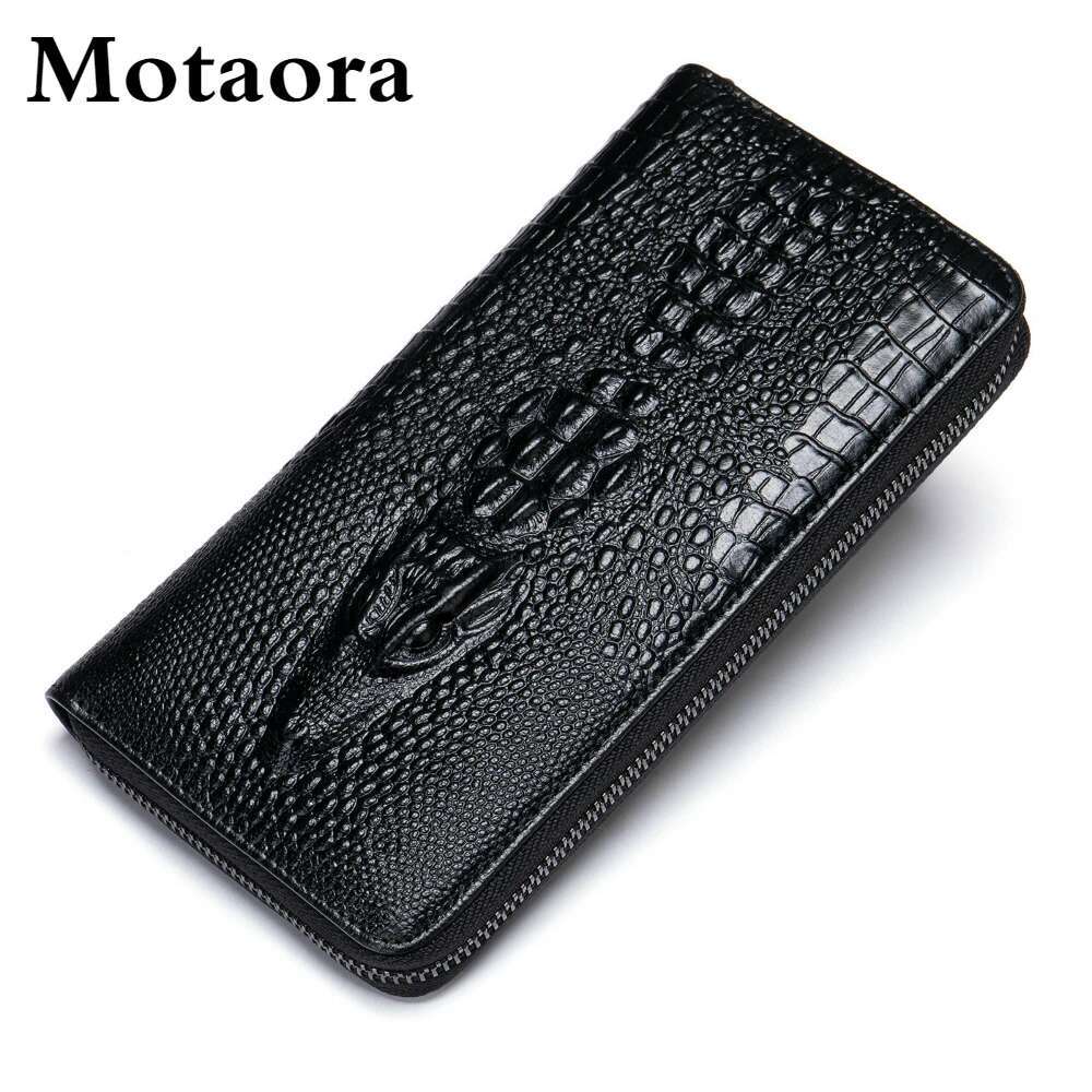 MOTAORA Men's Wallet Genuine Leather Crocodile Pattern Male Purse Fashion Business Clutch For Men Casual Emed Card Holder
