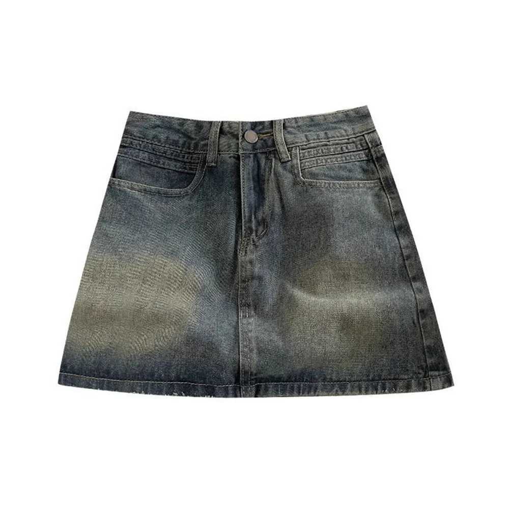 2024 Spring New Womens High Belt Anti Exposure Short Skirt Retro Dark Fashion Solid Color Short Skirt Word Cowboy SkirtXJ250320