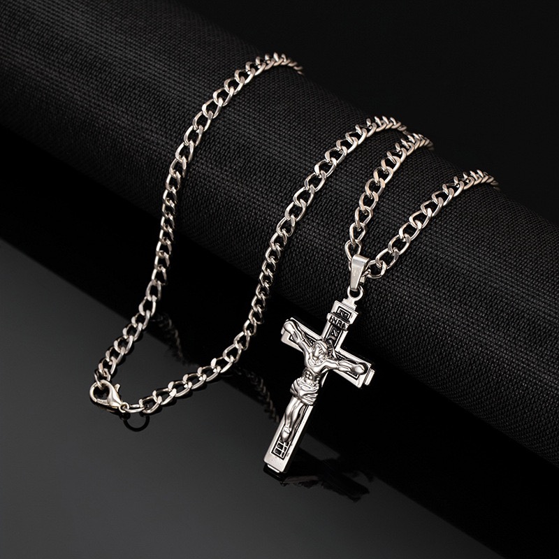 Light luxury faith, Holy Cross necklace, tri-color treasure edition silver/gold/silver mix Christian jewelry for men and women cross pendant necklace 