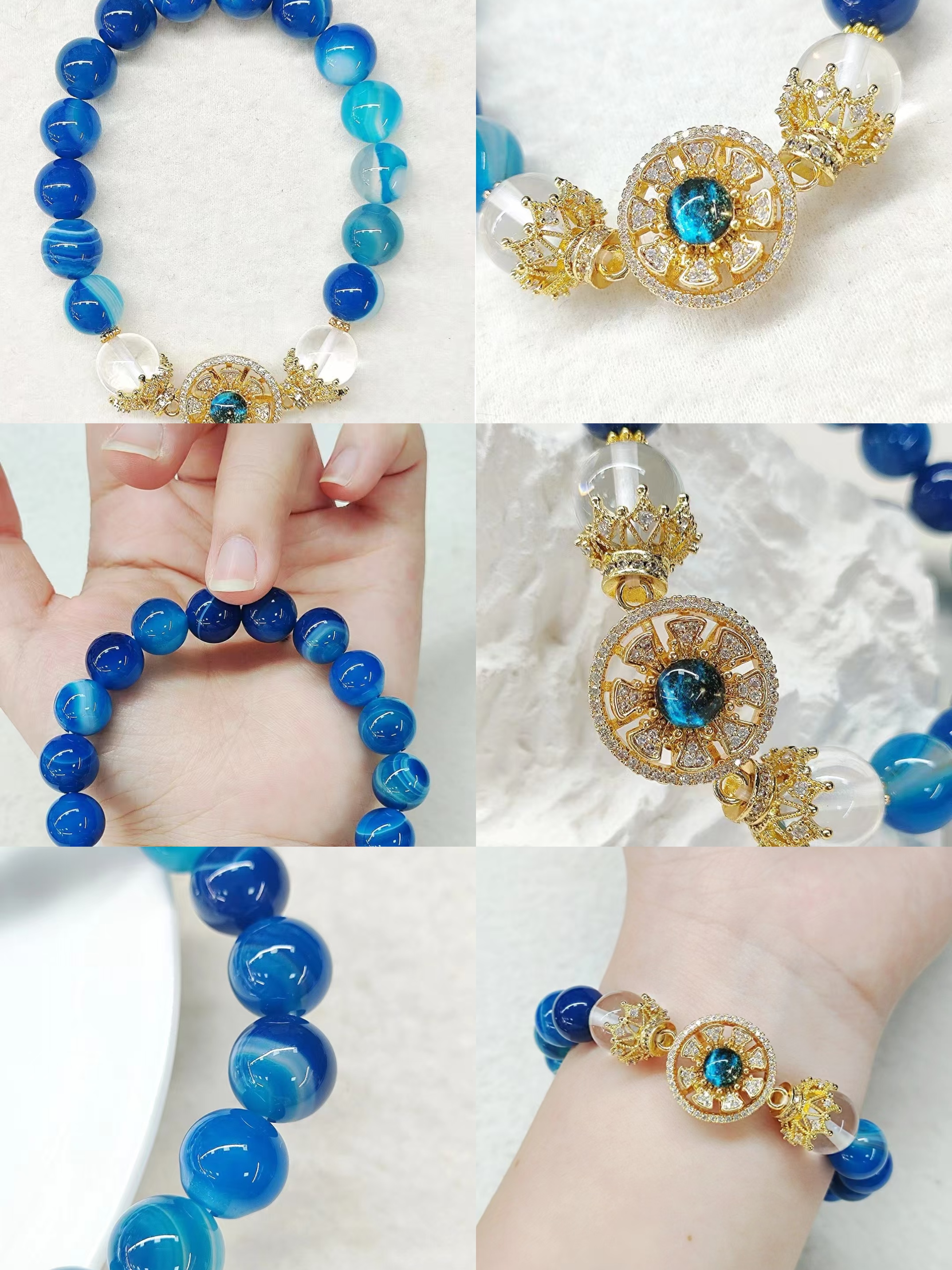 Lock up your youth! Chinese style amethyst, blue chalcedony, white moonlight Ruyi bracelet light luxury jewelry gift box
