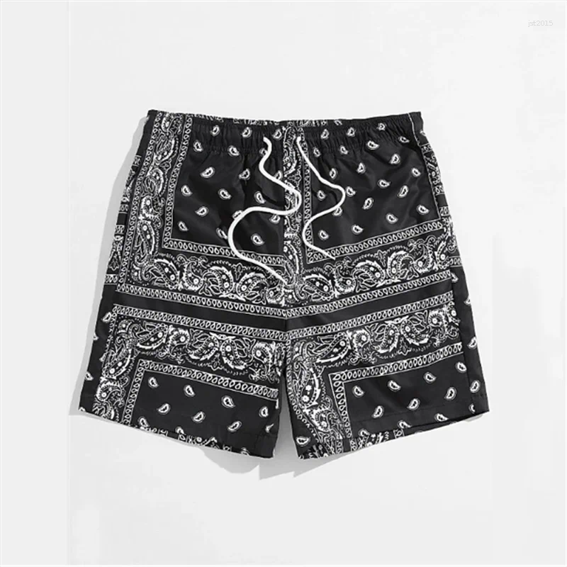 Men's Shorts Trend Bandana Pattern Beach For Summer Fashion 3D Printed Swimmers Loose Casual Street Wear Hawaiian
