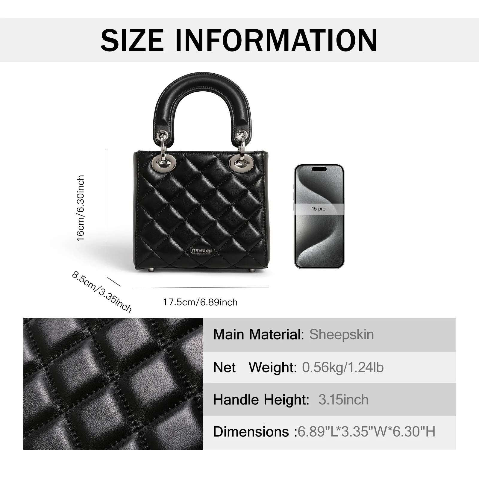 ITAMOOD Women Handbag 2024 Genuine Leather Lambskin Gge Handheld Shoulder Crossbody Bag Fashion Female Valentine's Day Gift