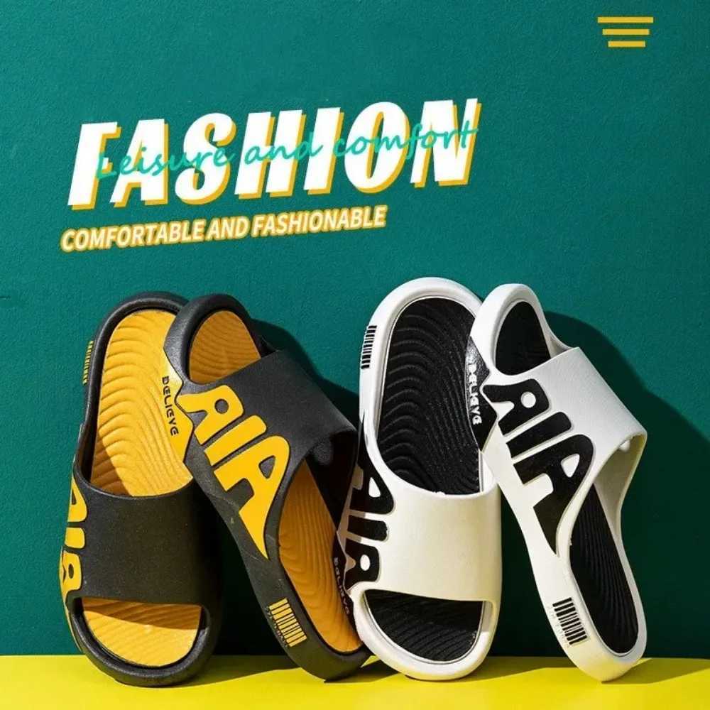 Mens slippers silent EVA soft outdoor beach slide unisex smooth slide N-Slip soft flip cover M thick soled anti slip shoes Y250320