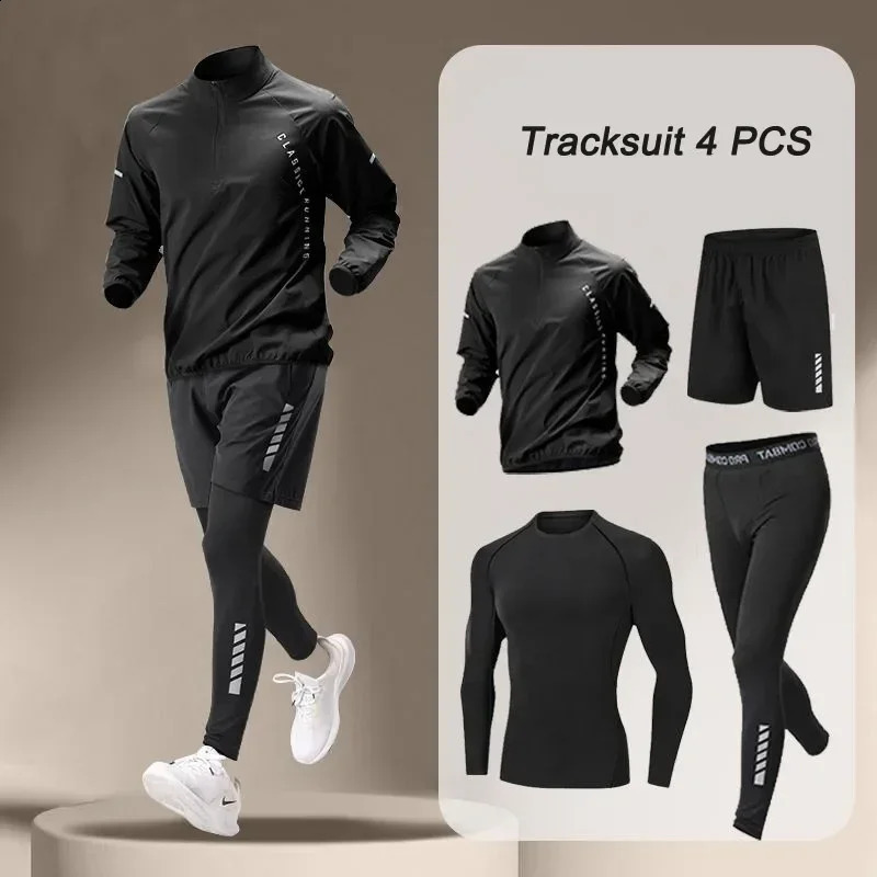 Spring Mens Quick Dry Jacket Suit 1-4 piece Outdoor Fitness Running Sets Sports Jogging Pants Workout Clothes Sportswear 250319