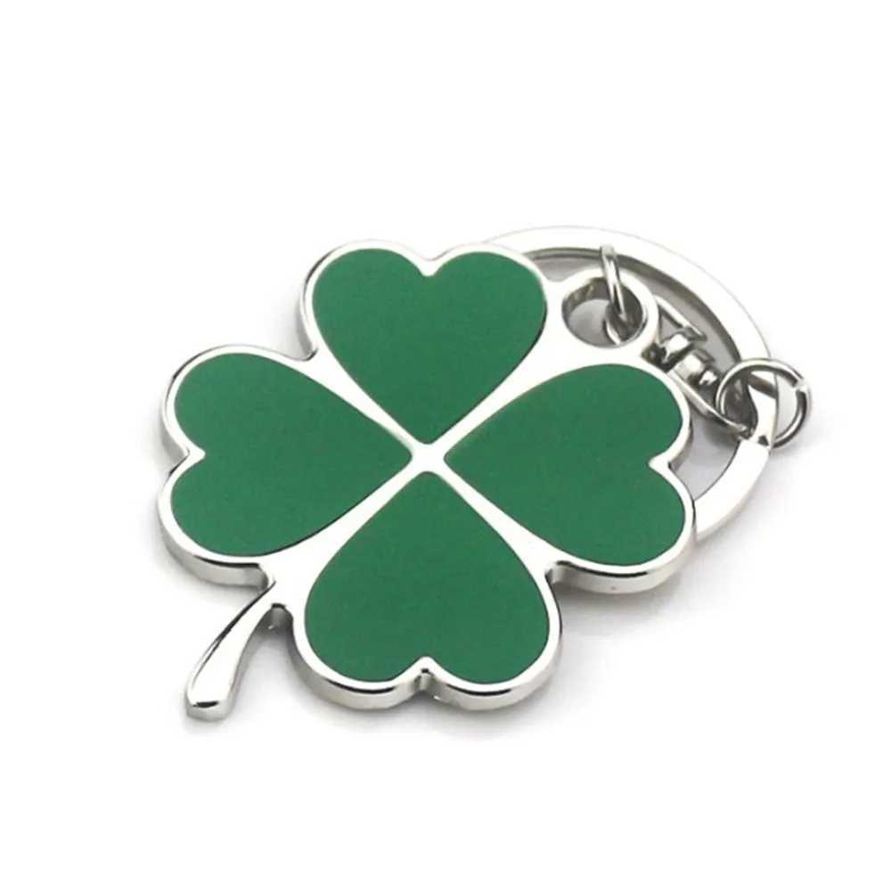 Simple New Niche Green Leaf Keychain Fashion Creative Exquisite Four-leaf Clover Lucky Keychain Key Ring Holiday GiftAccessoriesXJ250319