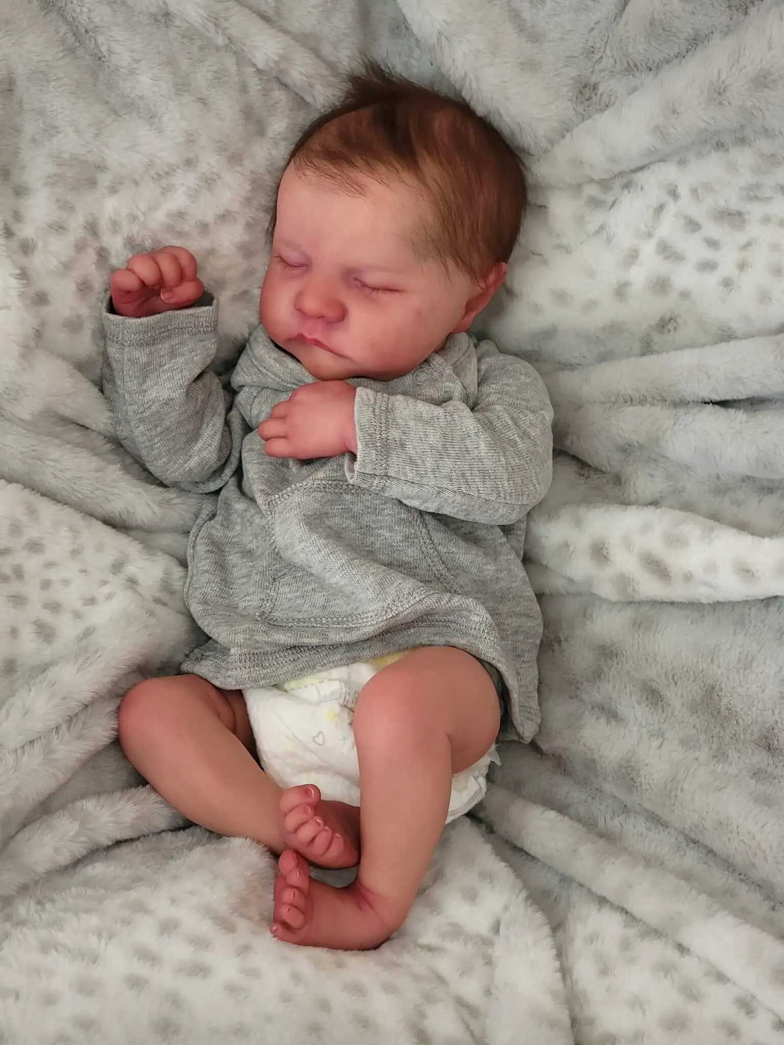 NPK 19 inch silicone vinyl regenerated doll Levi newborn baby size boy doll 3D skin high-quality gift W250320
