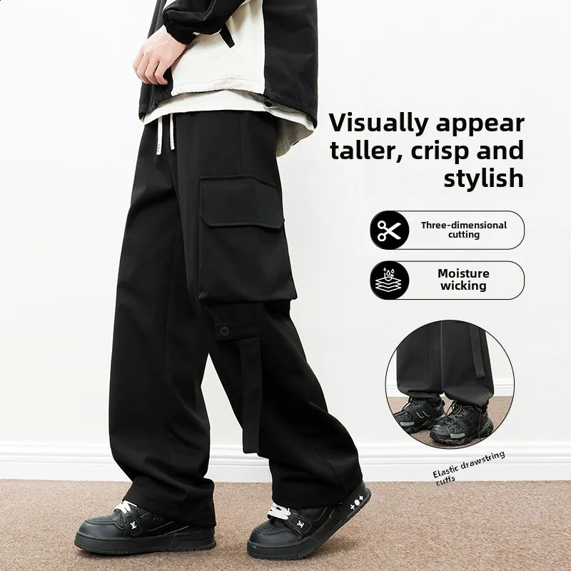 Work Pants For Men In Spring MultiPocket Casual Loose Straight Mens High End Clothing Jogger Man 250319