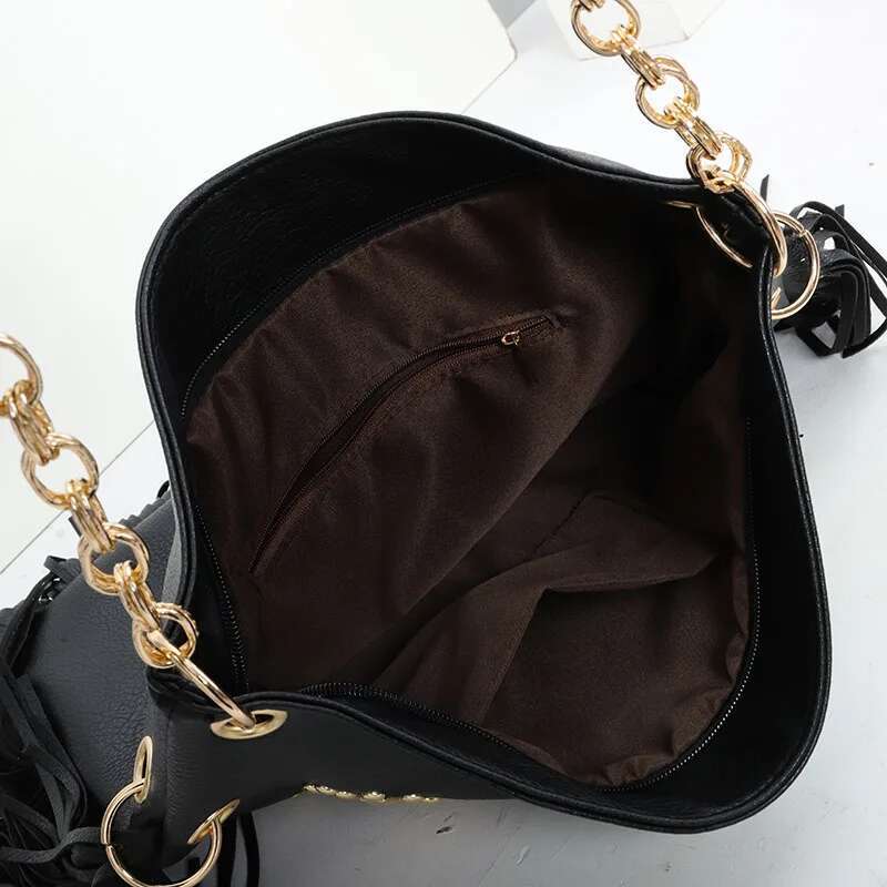 Fashion Rivet Crossbody Shoulder For Women Brand Designer Large Capacity Ladies Handbags Long Tassel Female Messenger Bags