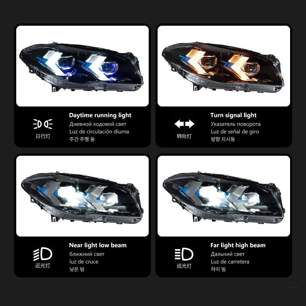 Car Lights Assembly for BMW F10 Headlights 20 10-20 17 520i 525i 530i F18 Upgrade DRL High Beam Lamp