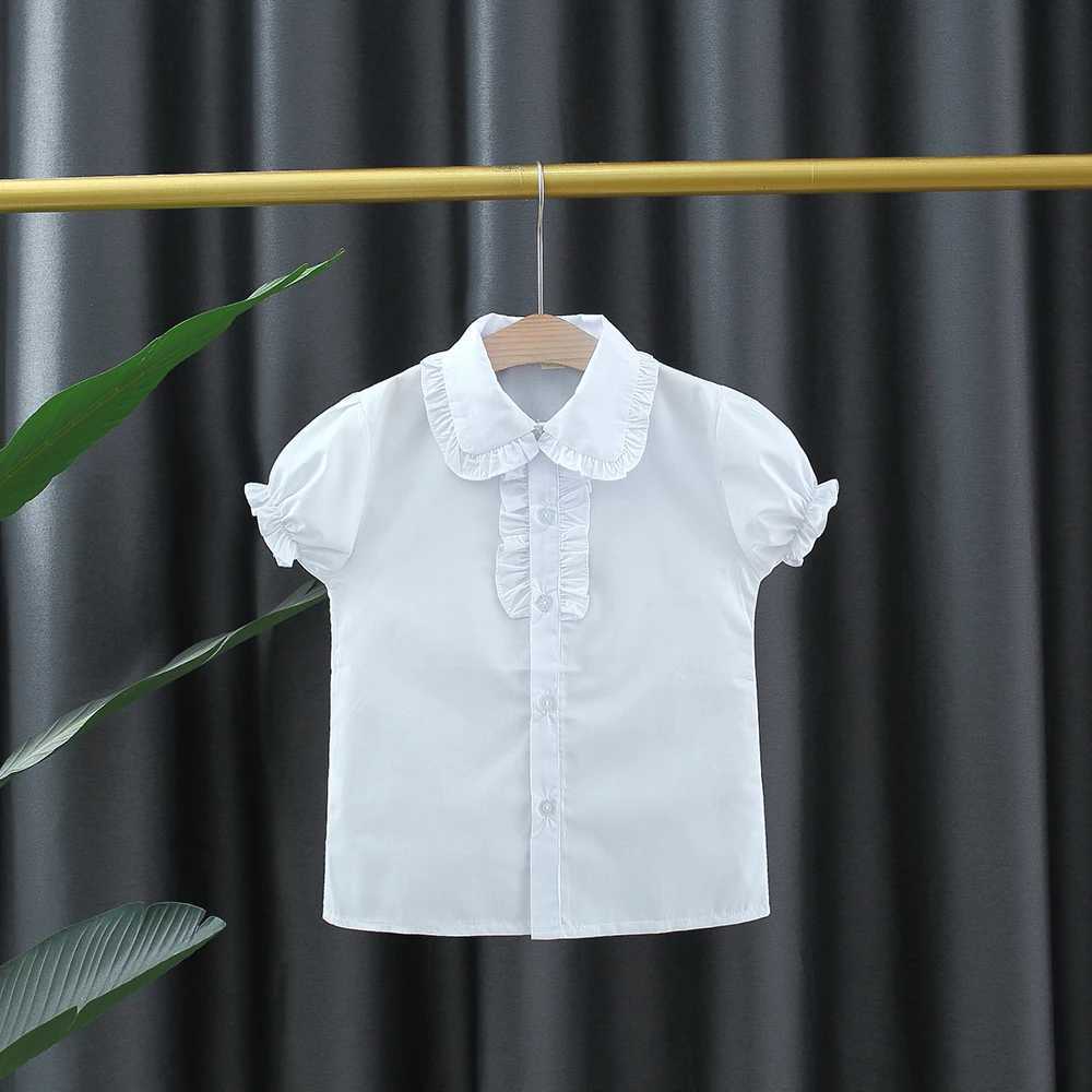 Baby girl short sleeved shirt summer new white baby collar childrens clothing (suitable for heights of 120-170cm)T250320