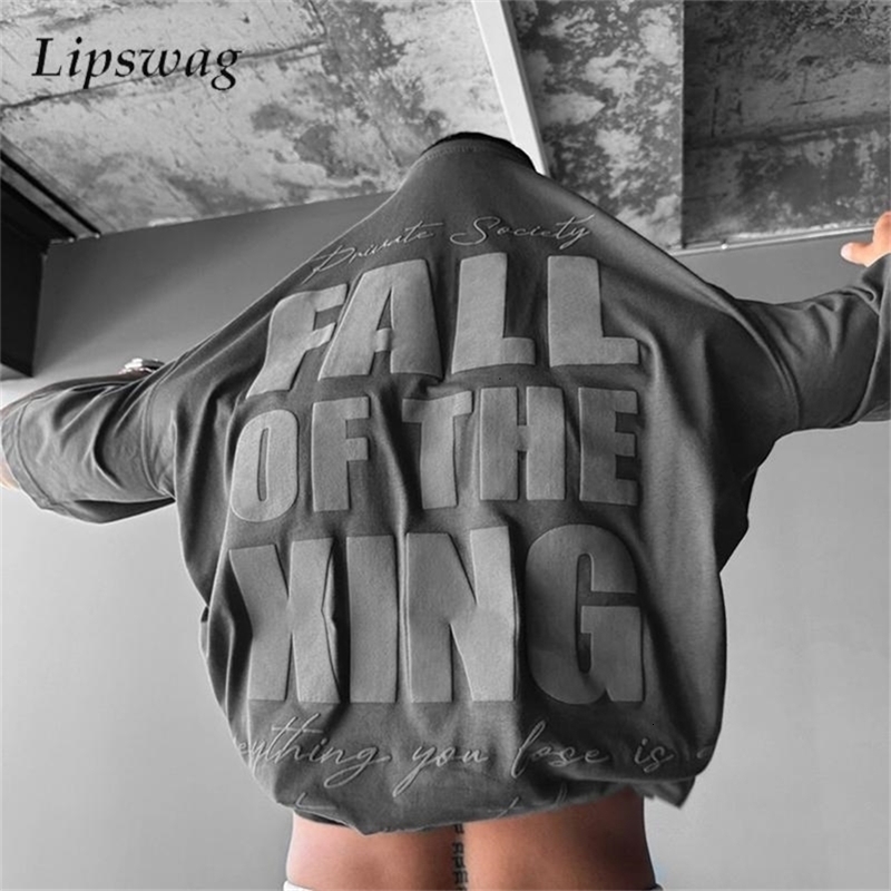 Retro letter printed mens Tshirt for spring and summer casual Oneck short sleeved street wear hiphop loose latte art 250319Z