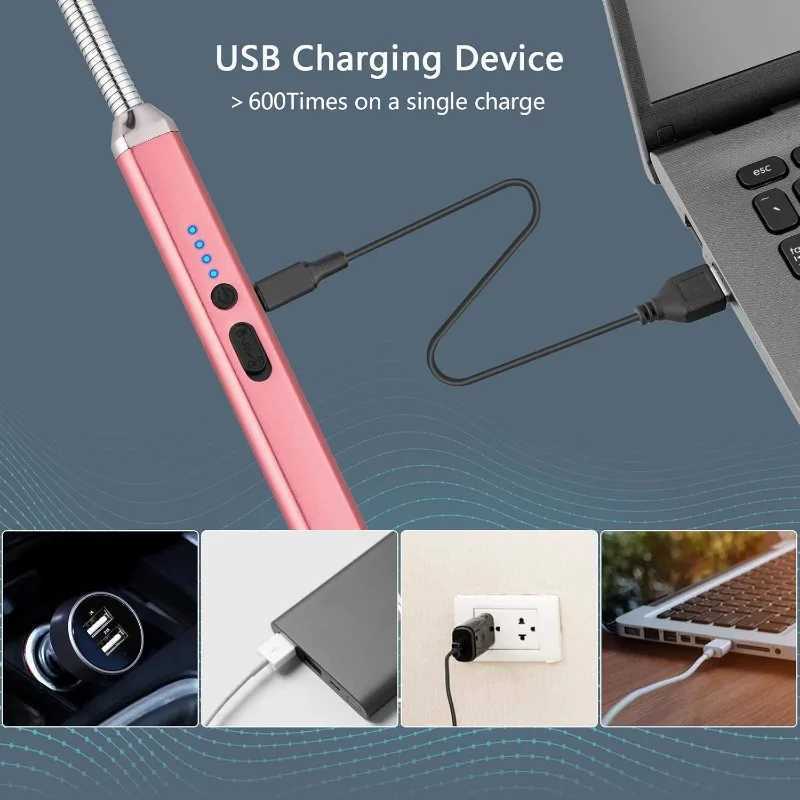 Electric Candle Lighter - Mens Valentines Day gift USB Arc charging windproof long lighter candle birthday gift menC250319