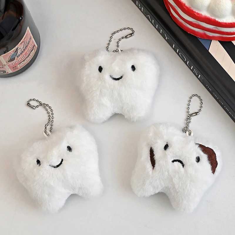Cute Teeth Plush Toy Cartoon Wisdom Teeth Pendant Soft Stuffed Doll Keychain Car Key Ring Backpack Bag DecorXJ250319