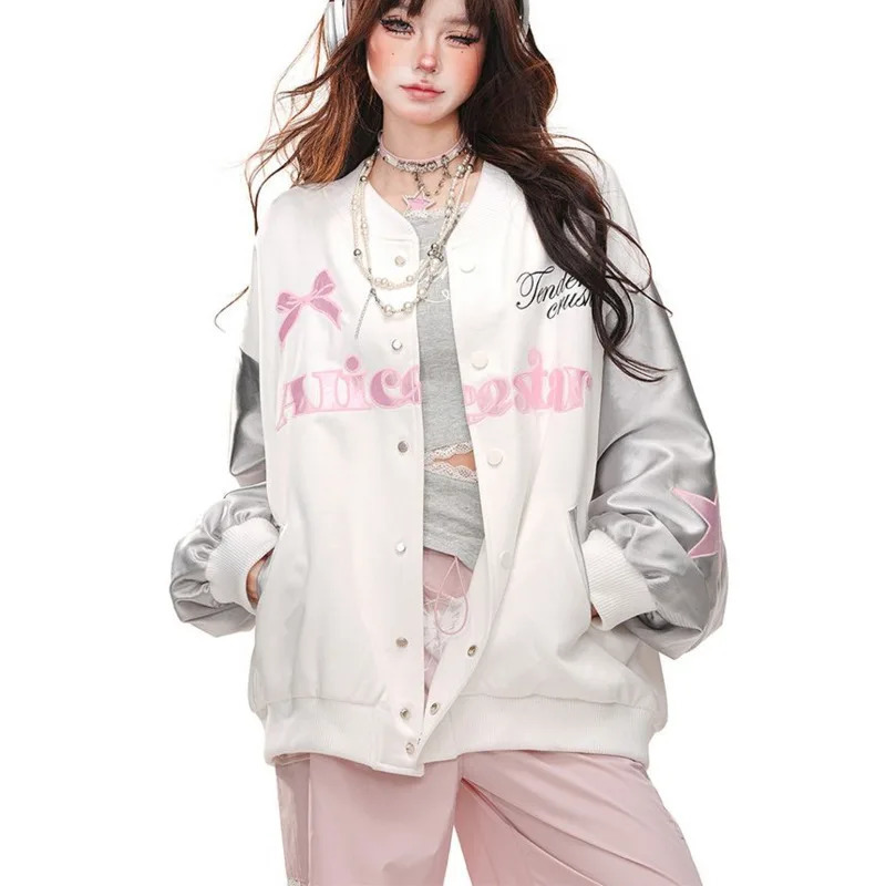 Hip hop star y bomber baseball jacket Y2k clothing womens fashion Grunge Emo Kpop sports shirt 2000s aesthetic 250314