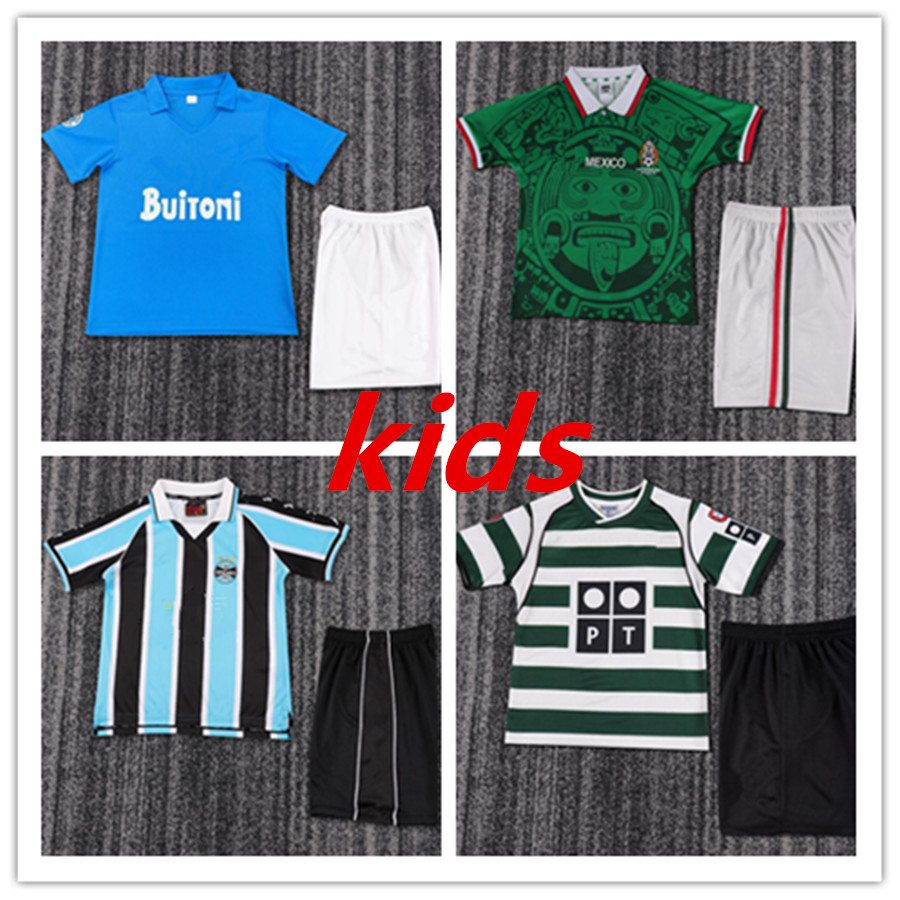 Kids kits Retro Mexico 1998 BLANCO HERNANDEZ soccer jersey Gremio 2000 Napoli 87 88 MARADONA football shirt Sporting 01 02 03 RONALDO camiseta Sampdoria 90 91