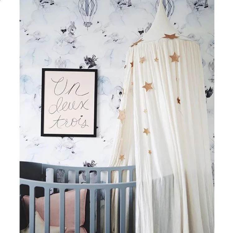 Childrens Ceiling Dome Tent INS Single Door Baby Room Decoration Mosquito Net Multicolor Cotton Bed Curtain 250312